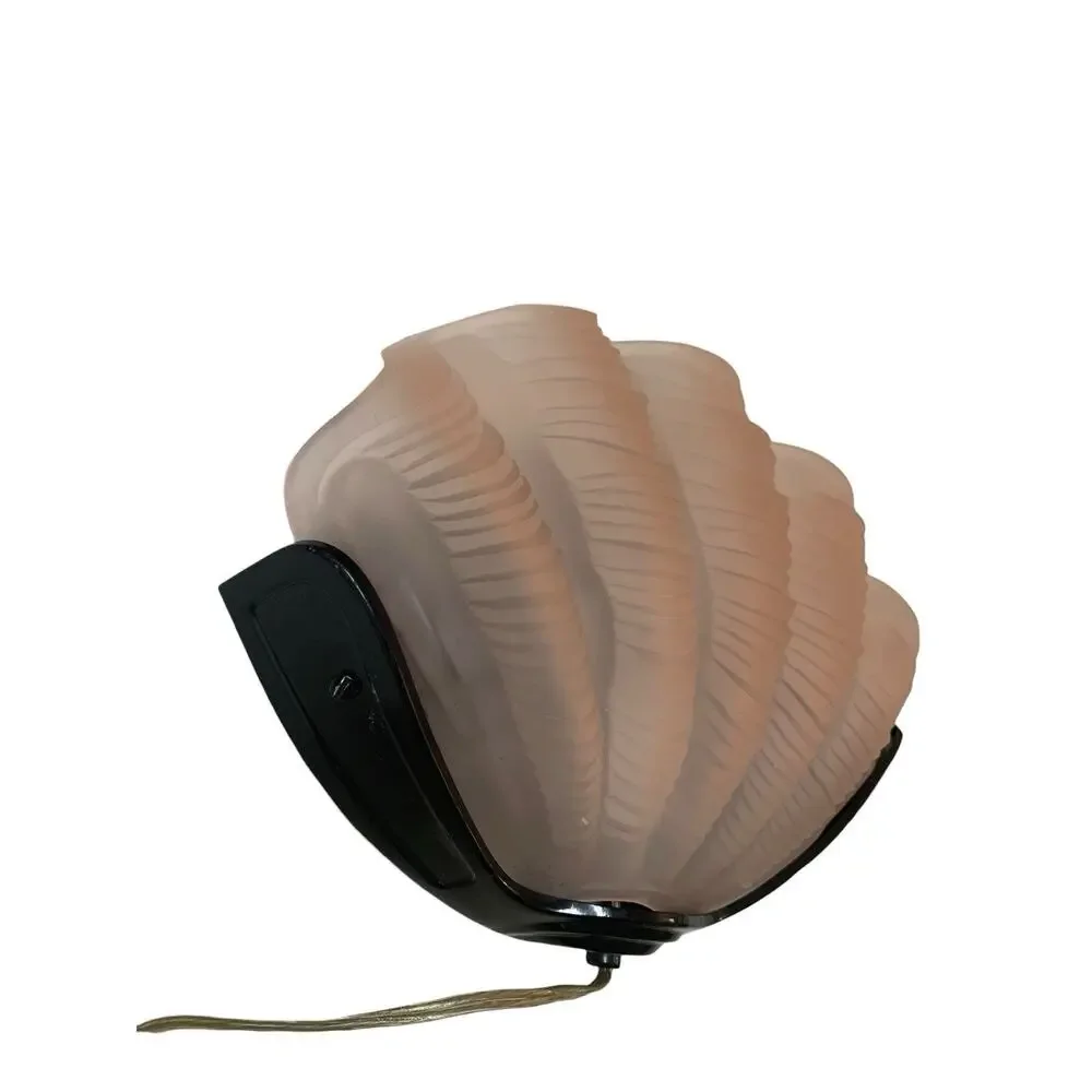 Sarsaparilla Hand Blown Glass Clam Shell Art‎ Deco Style Wall Light Sconce Pink